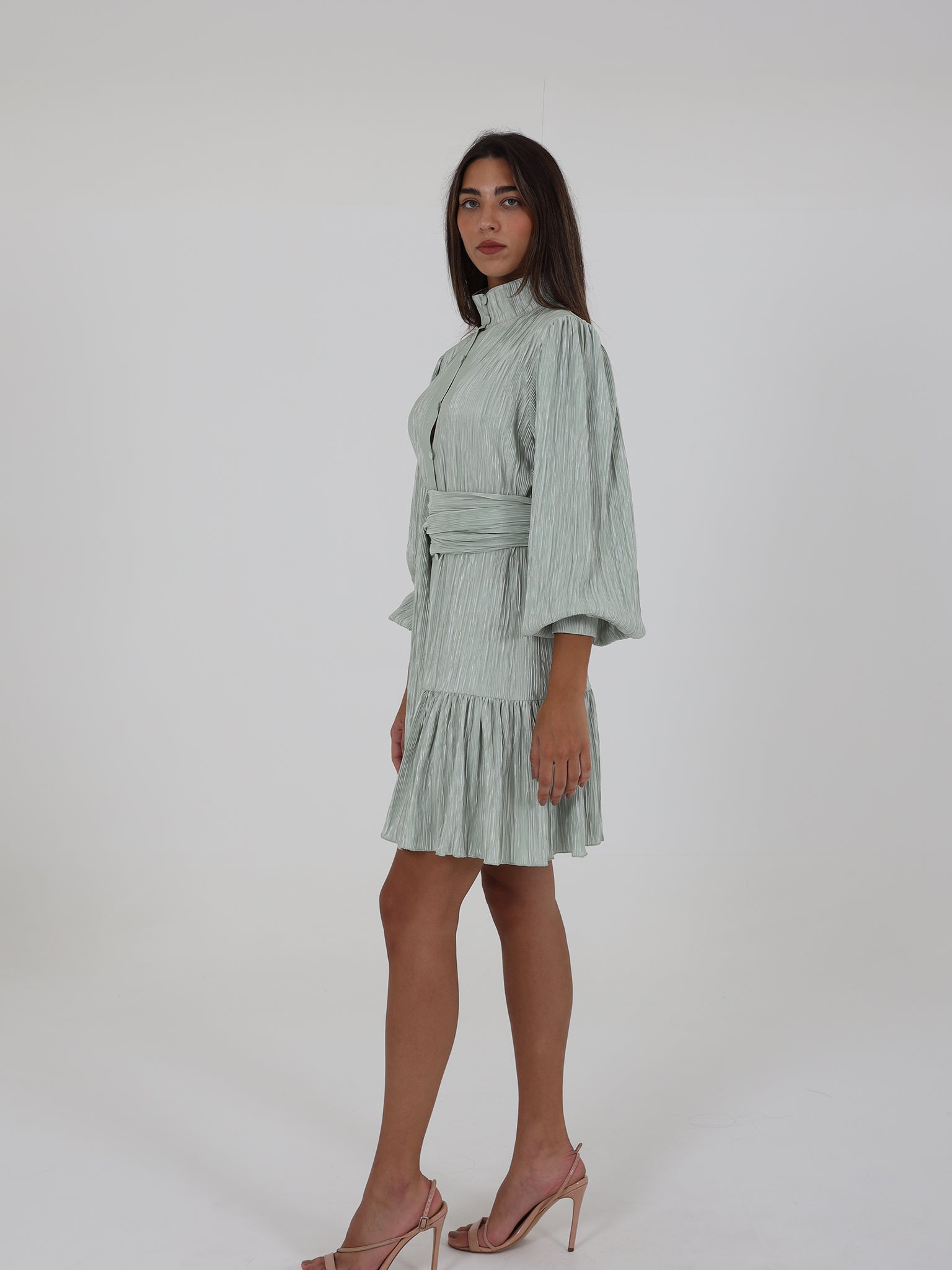 Pleated Dress With Belt