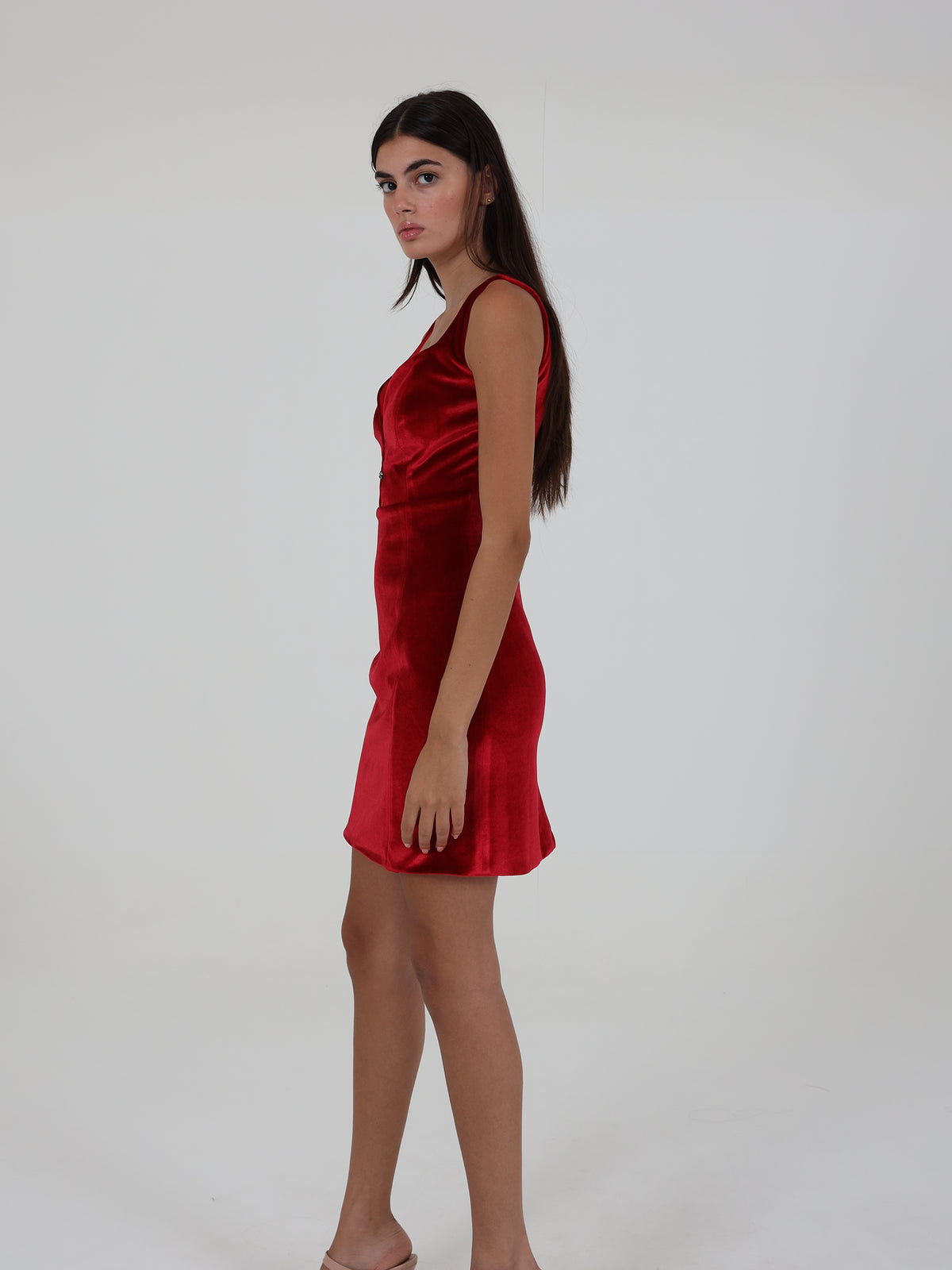 Velvet Low-Cut Dress With Sequin Detail