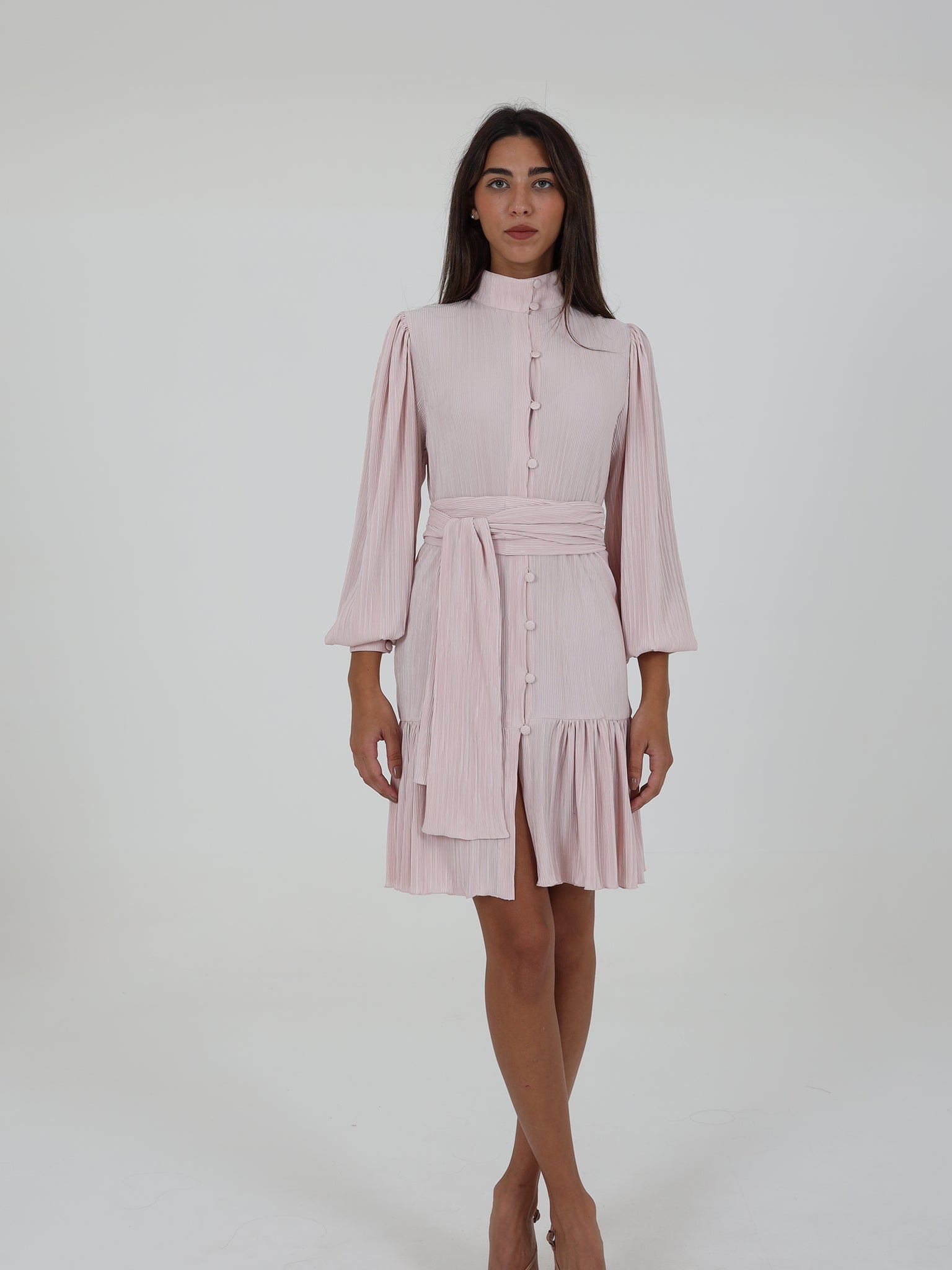 Pleated Dress With Belt