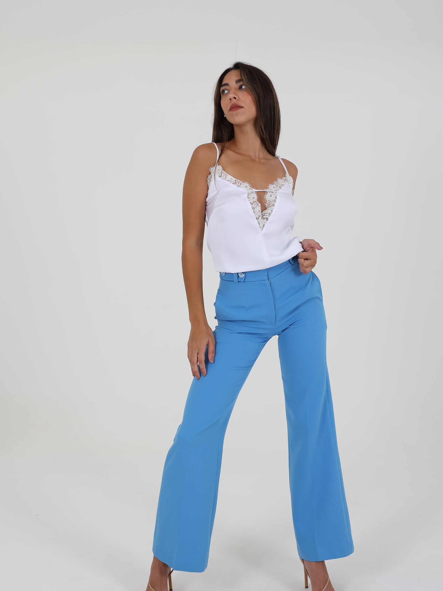 Straight-Leg Trousers With Side Buttons