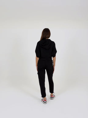 Cropped Sweatshirt With Zipper And Jogging Trousers