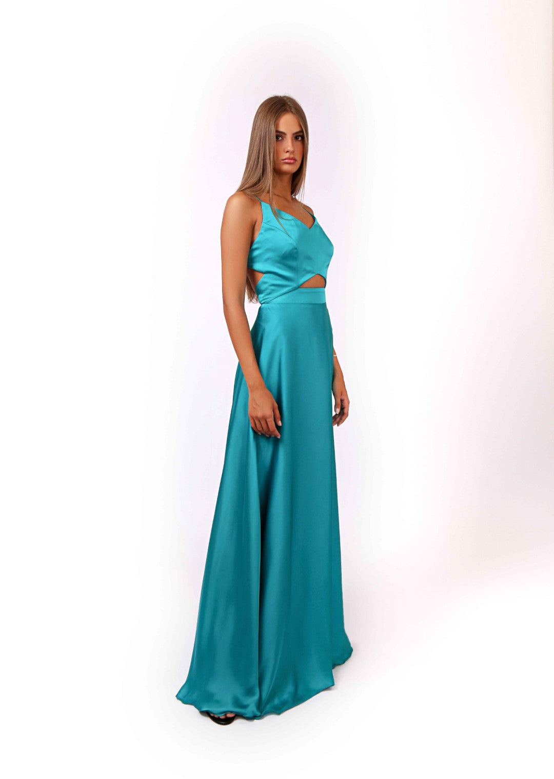 Satin Dress with Frontal Dress and Back Detail