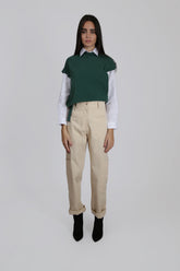Color Knit Cardigan with Side Tie Detail