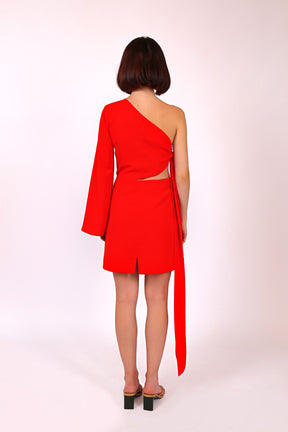 One Shouldered Dress With Side Tie