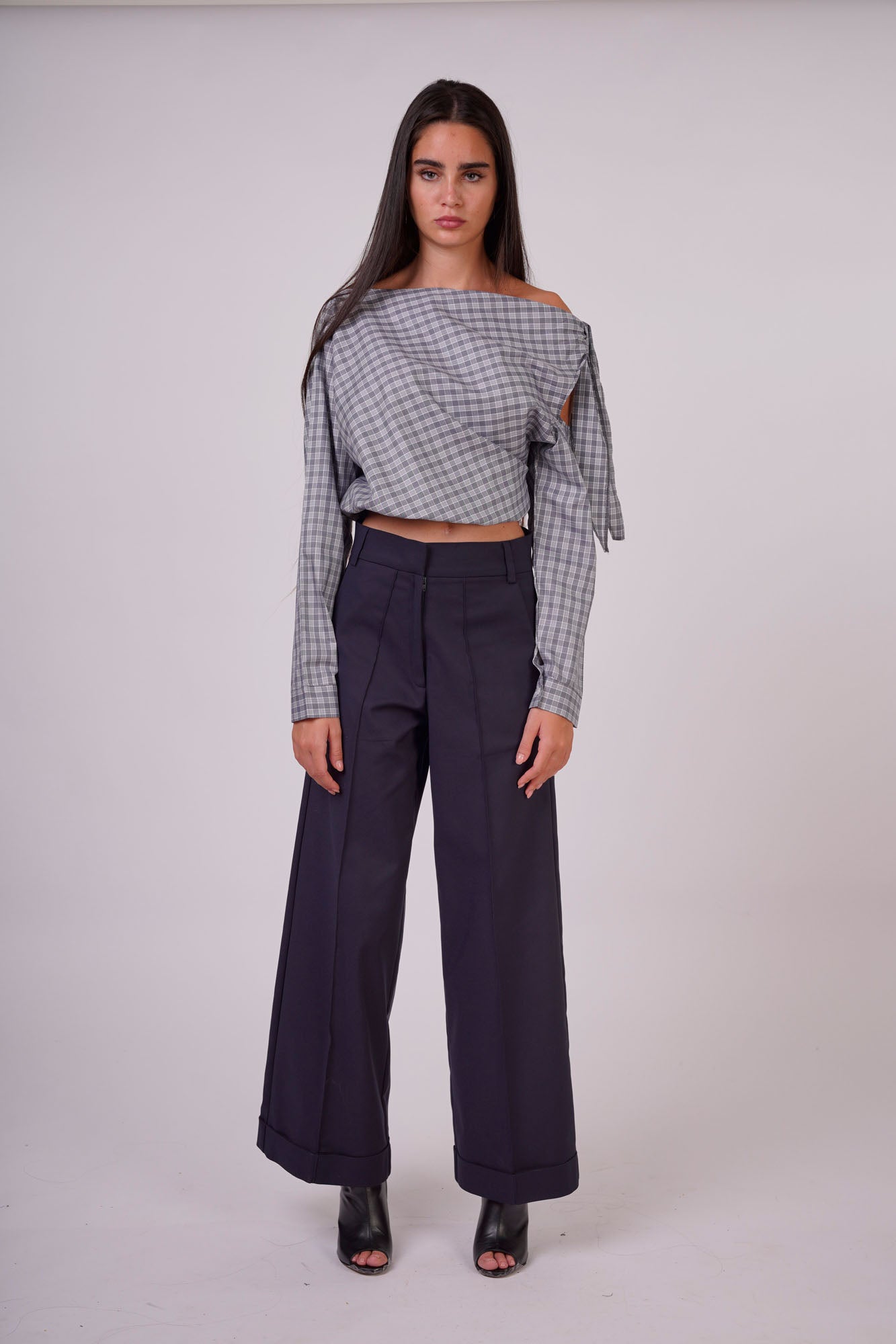 Checkered Top with Side Tie