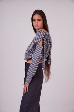 Checkered Top with Side Tie