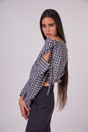 Checkered Top with Side Tie