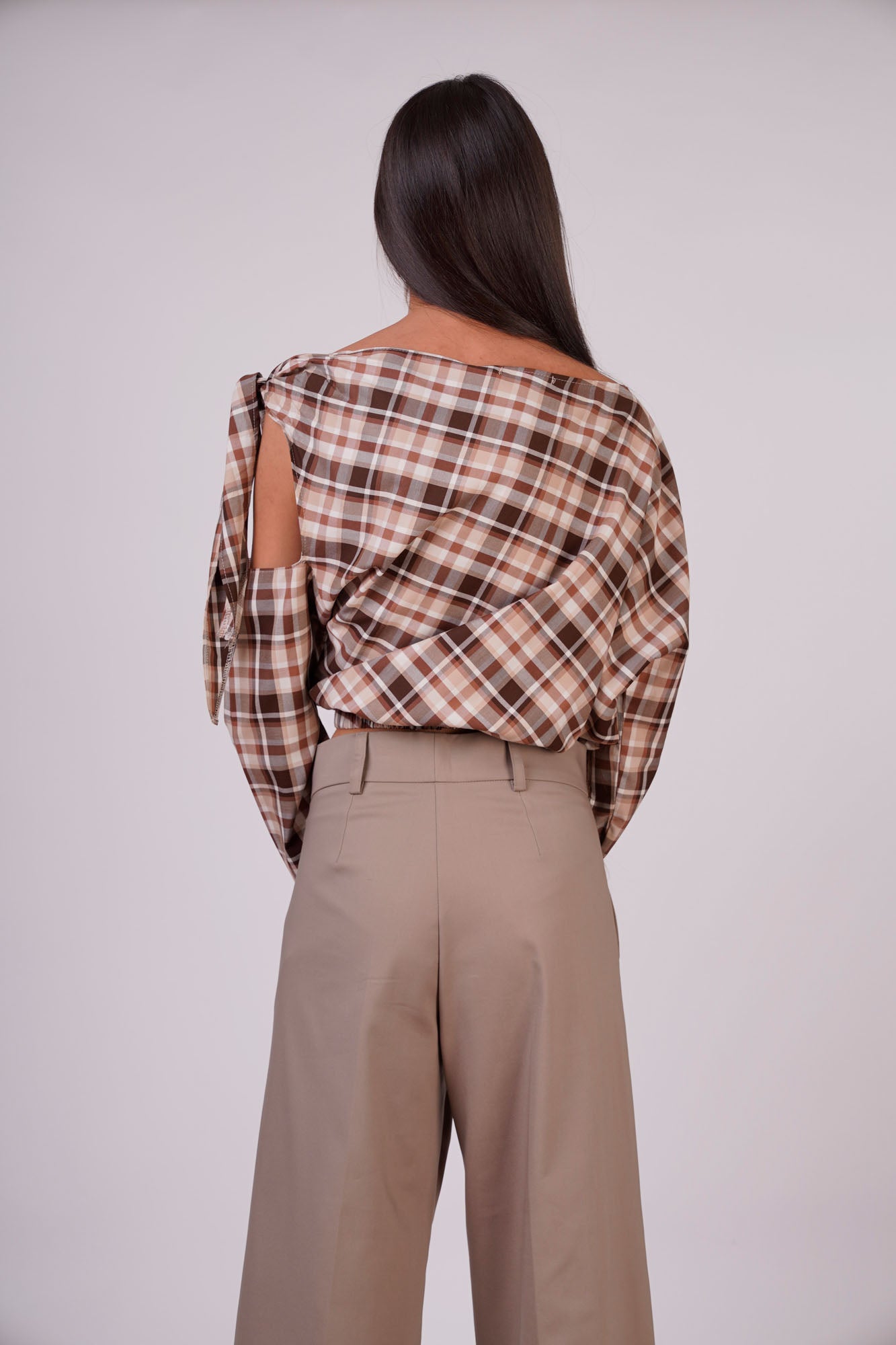 Checkered Top with Side Tie