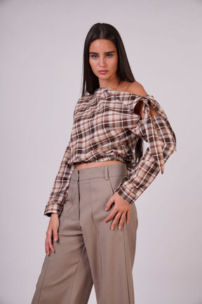 Checkered Top with Side Tie