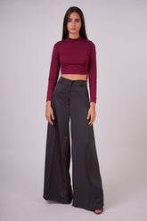 Satin Wide-Leg Trousers