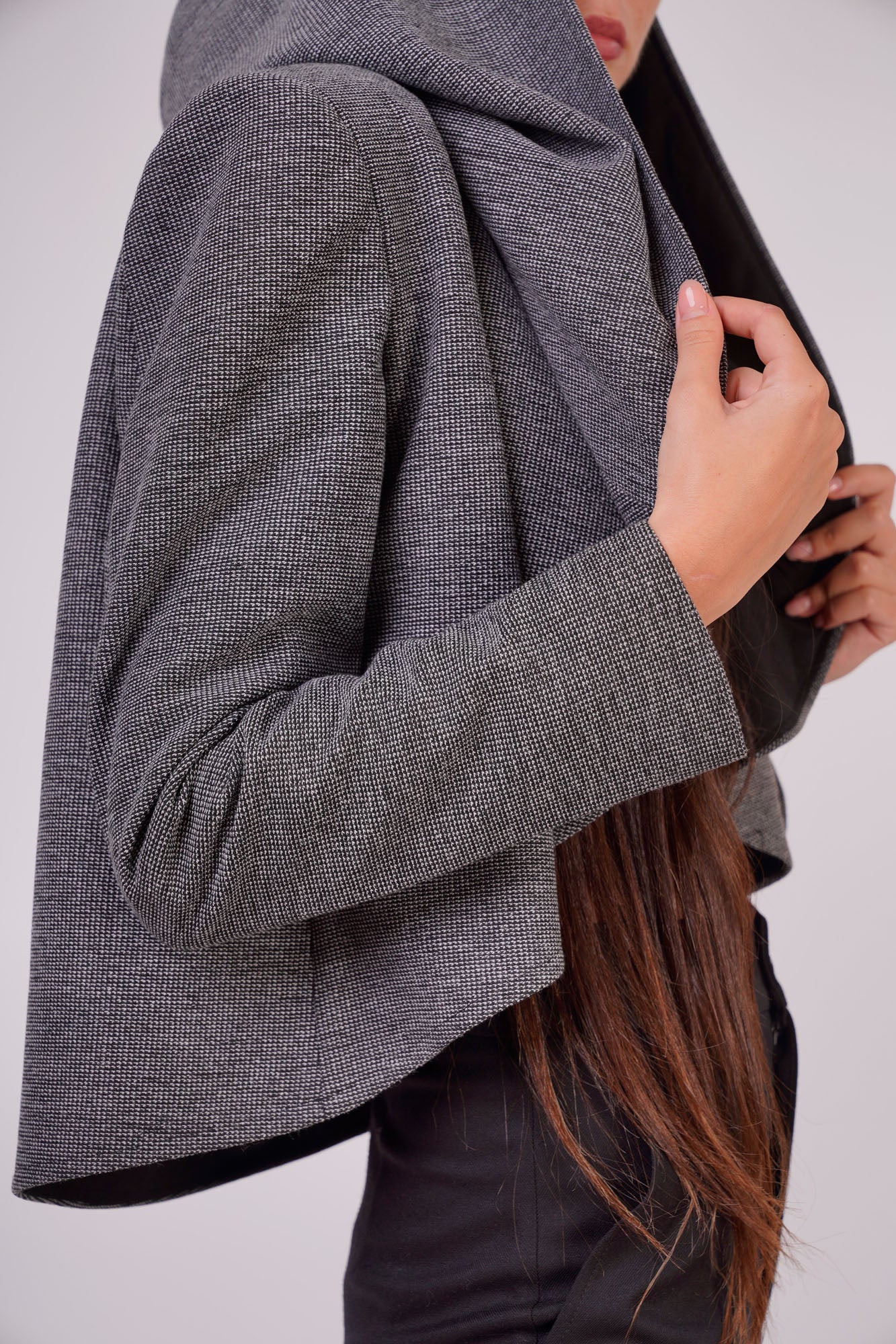 Light Grey Textured Jacket with CAPE