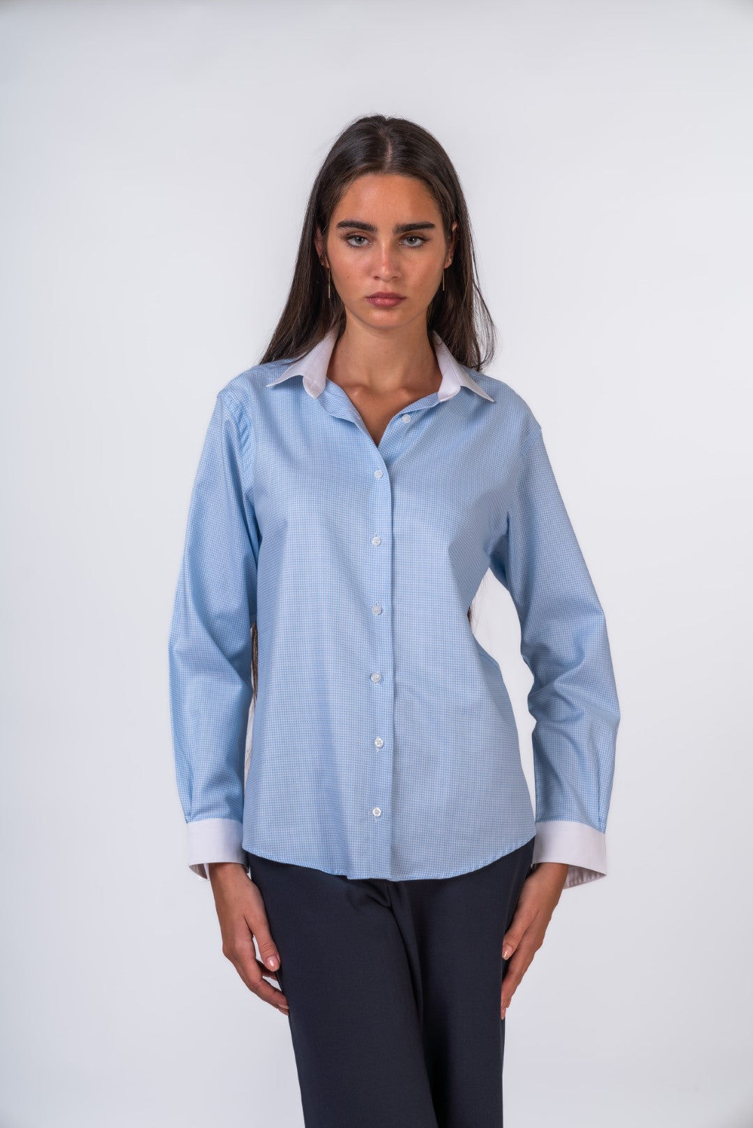 Houndstooth Blue Button Up Shirt