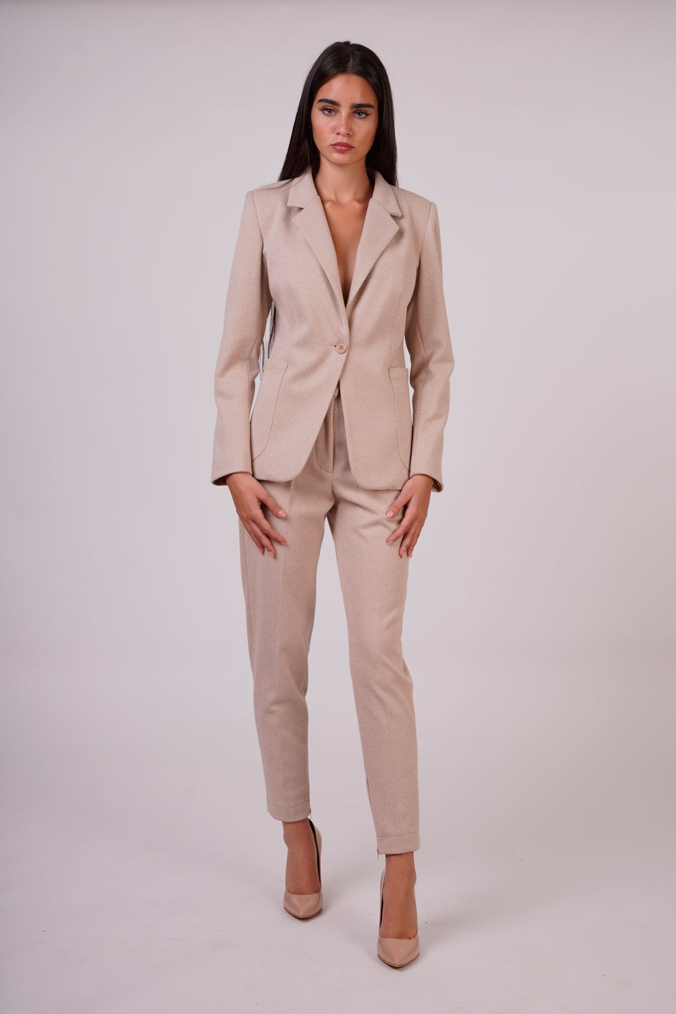 Fitted Two-pieces Suit with Inner Side Zip