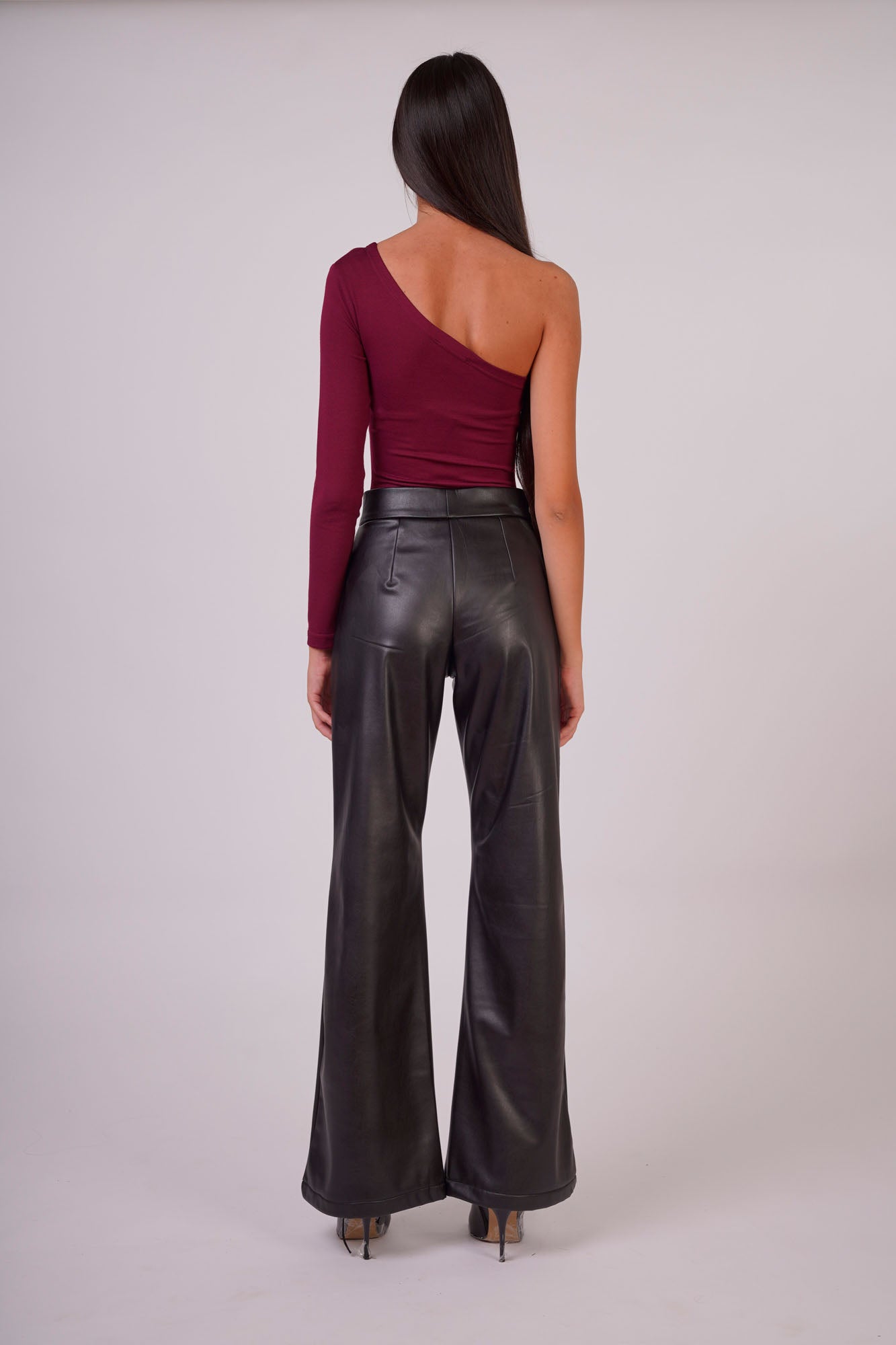 High-Rise Faux Leather Trousers