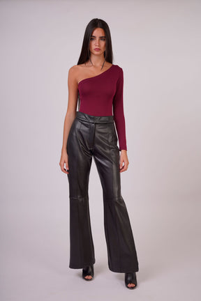 High-Rise Faux Leather Trousers