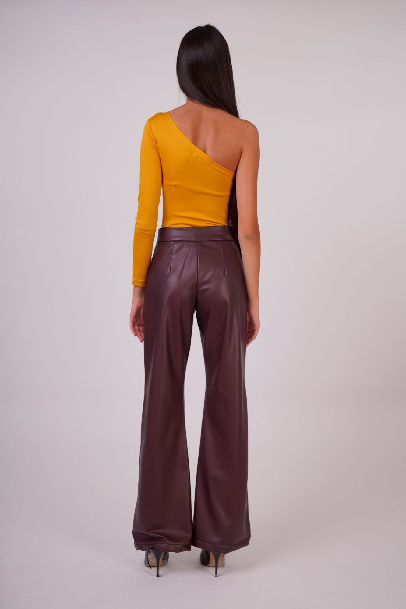 High-Rise Faux Leather Trousers