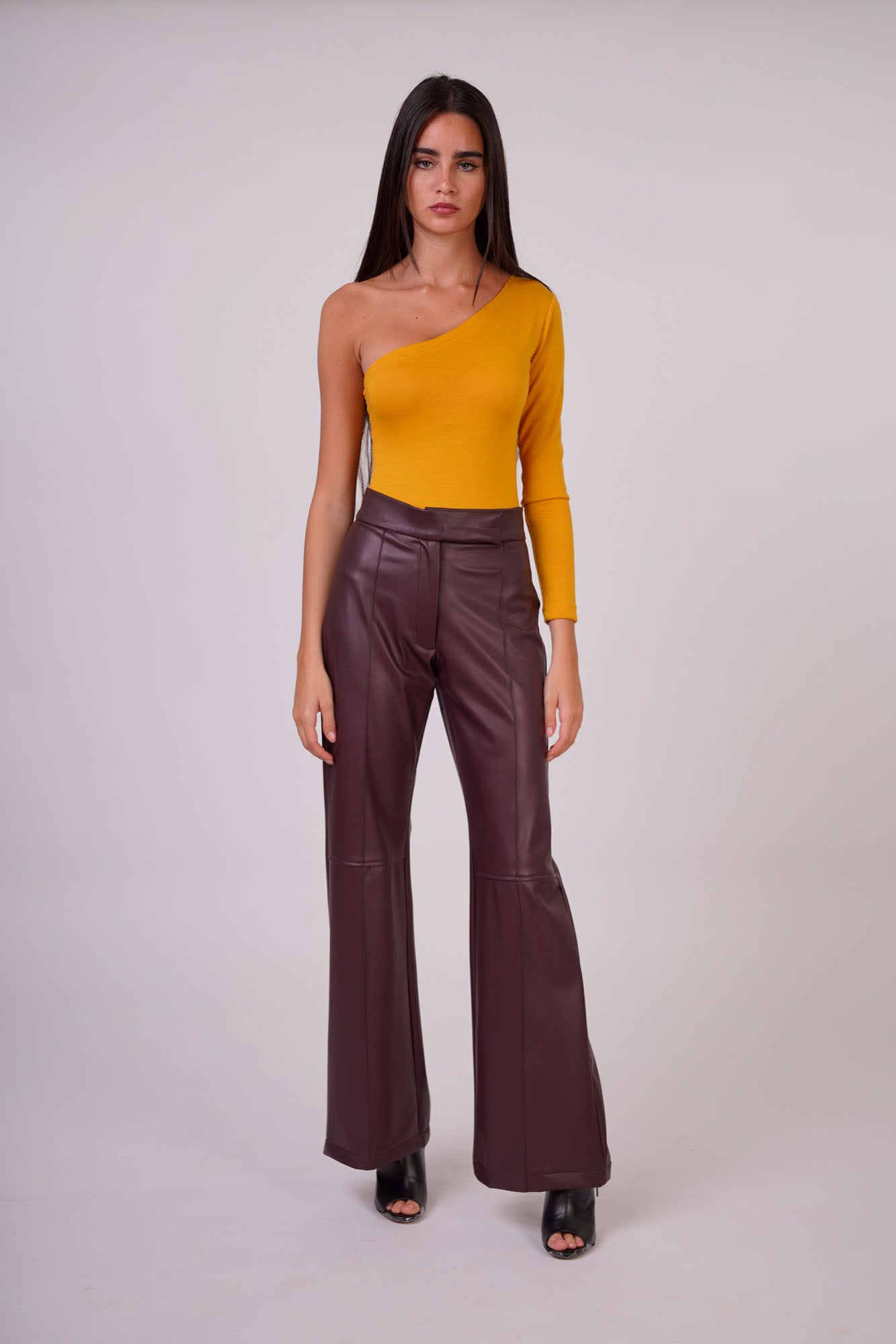 High-Rise Faux Leather Trousers
