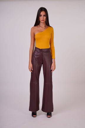 High-Rise Faux Leather Trousers