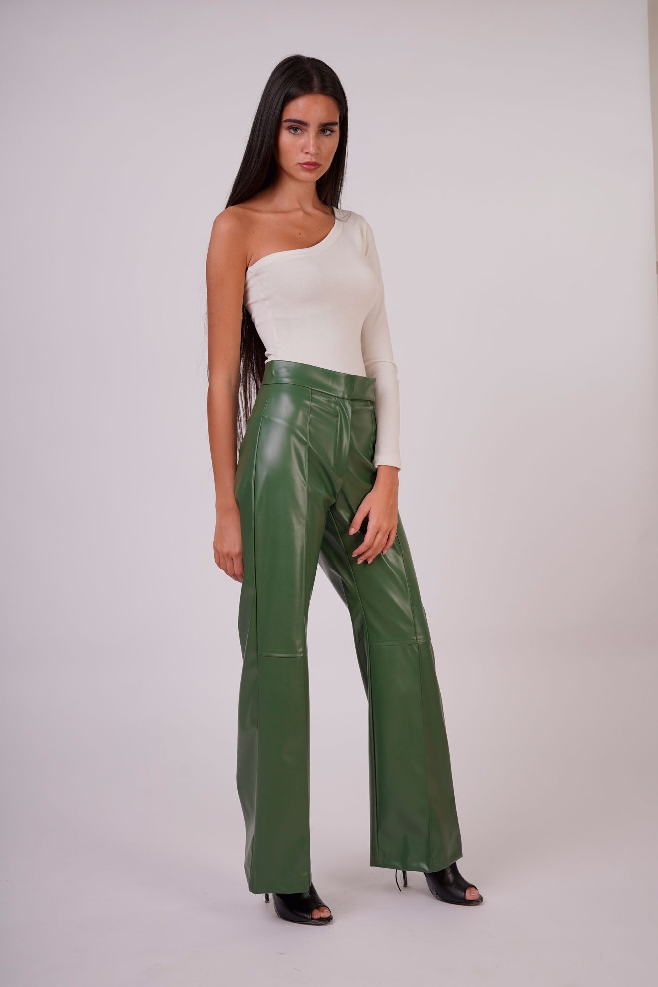 High-Rise Faux Leather Trousers