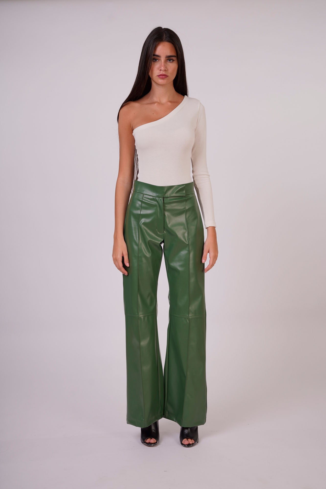 High-Rise Faux Leather Trousers