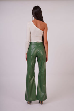 High-Rise Faux Leather Trousers