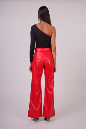 High-Rise Faux Leather Trousers