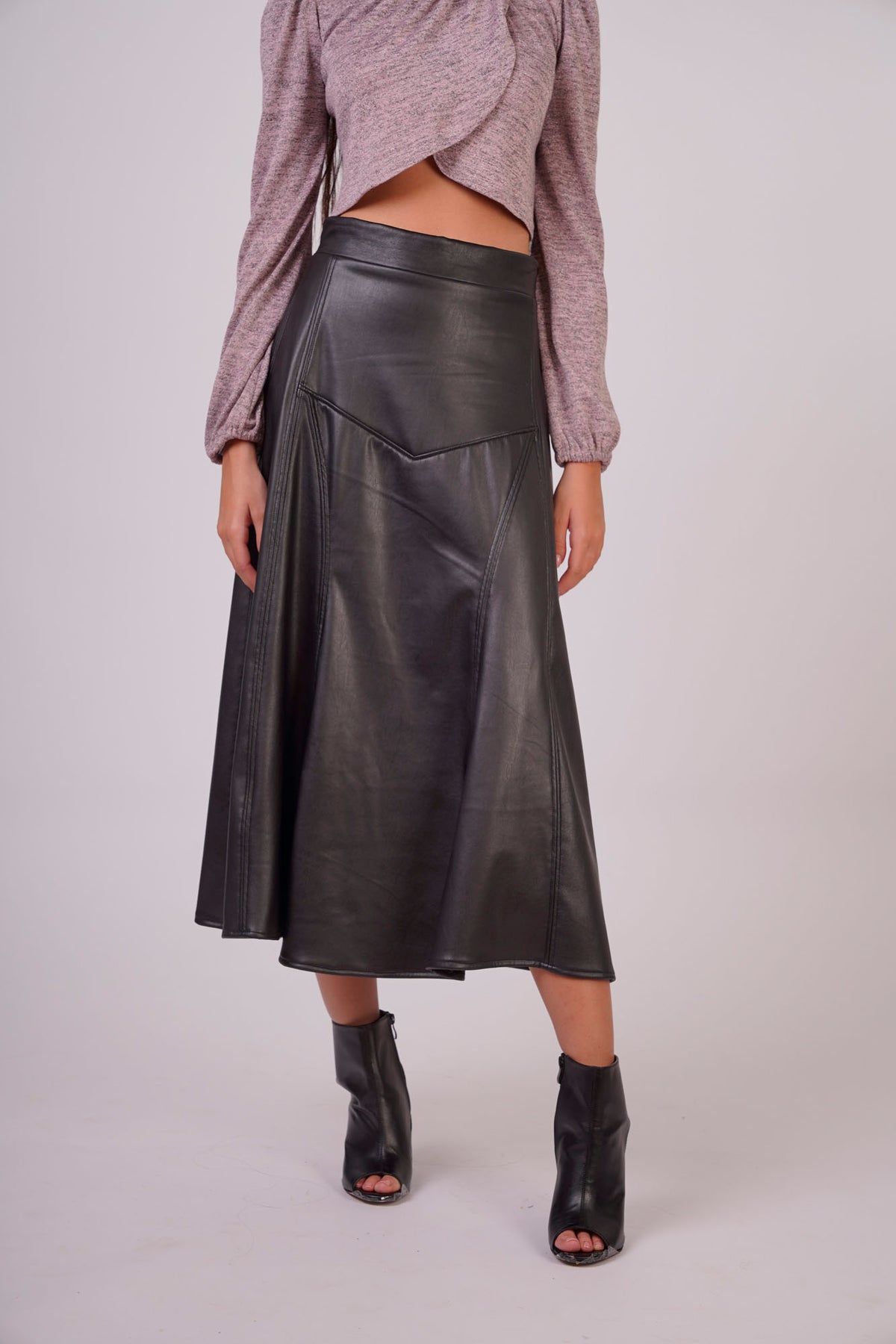 Non-Laminated Faux Leather Skirt