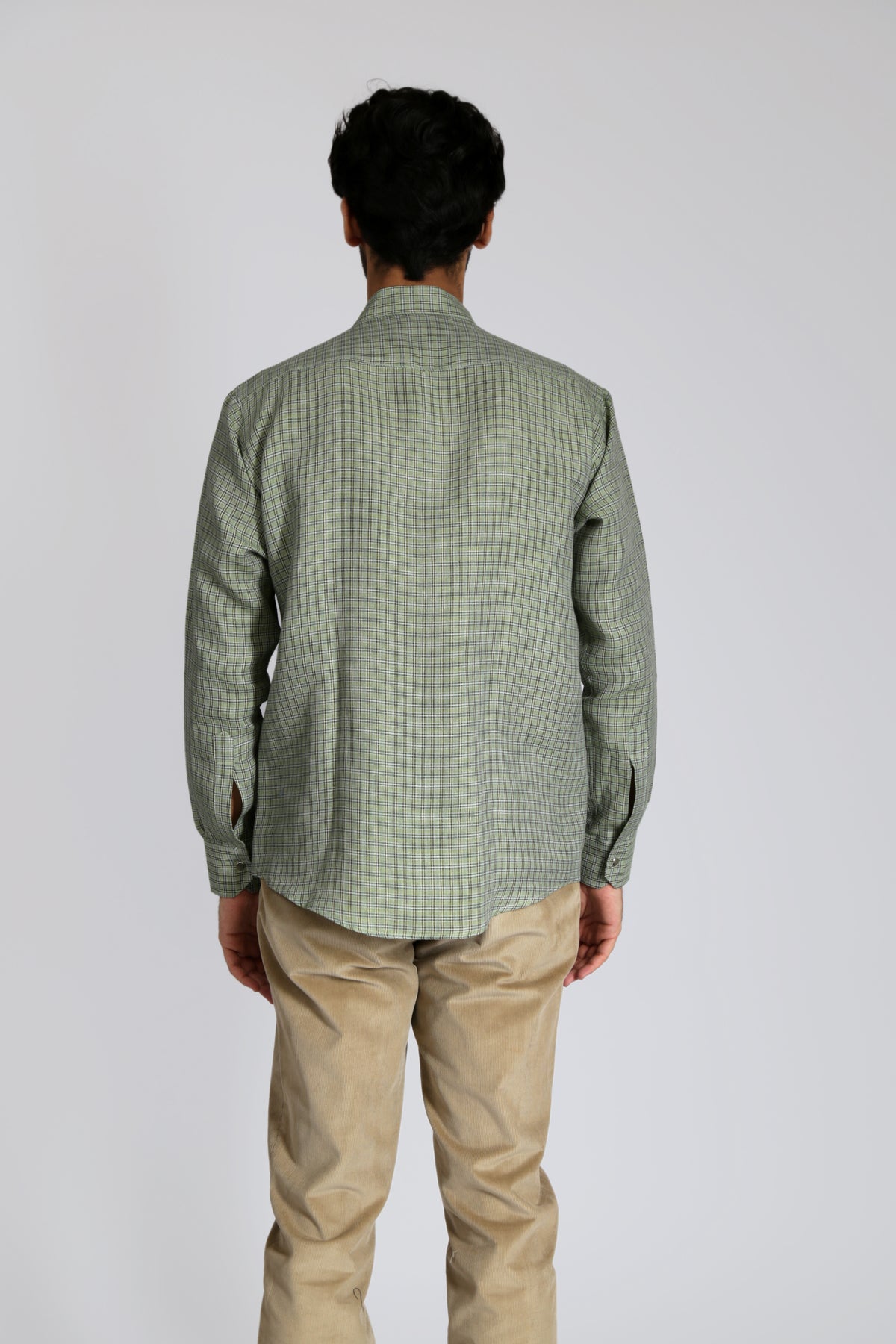 Light Green Regular Fit Checked Cotton Shirt