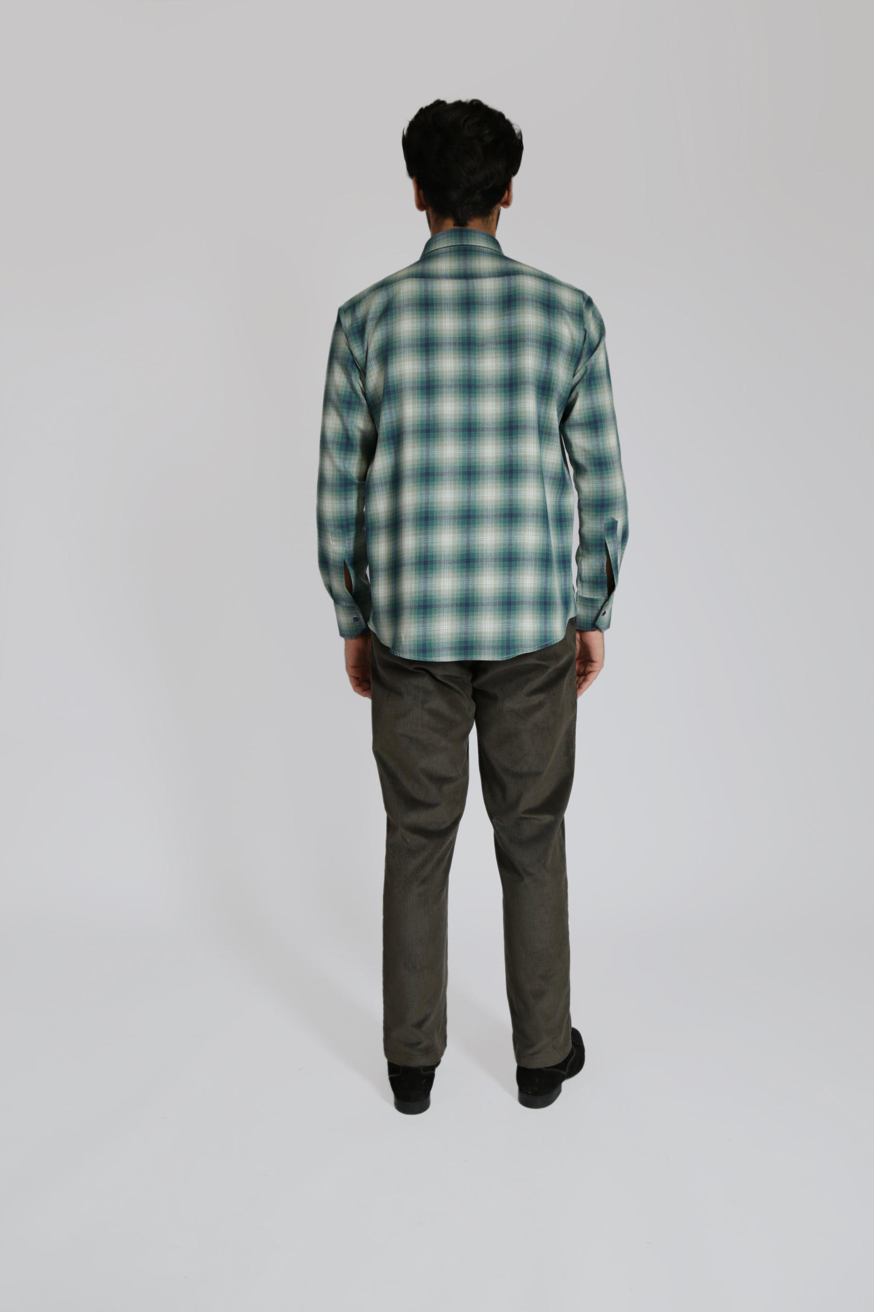 Green Regular Fit Checked Cotton Flannel Shirt