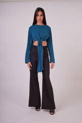 Soft Knit Cropped Sweater with Front or Back Tie