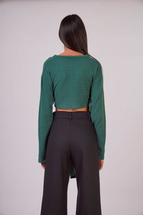 Soft Knit Cropped Sweater with Front or Back Tie