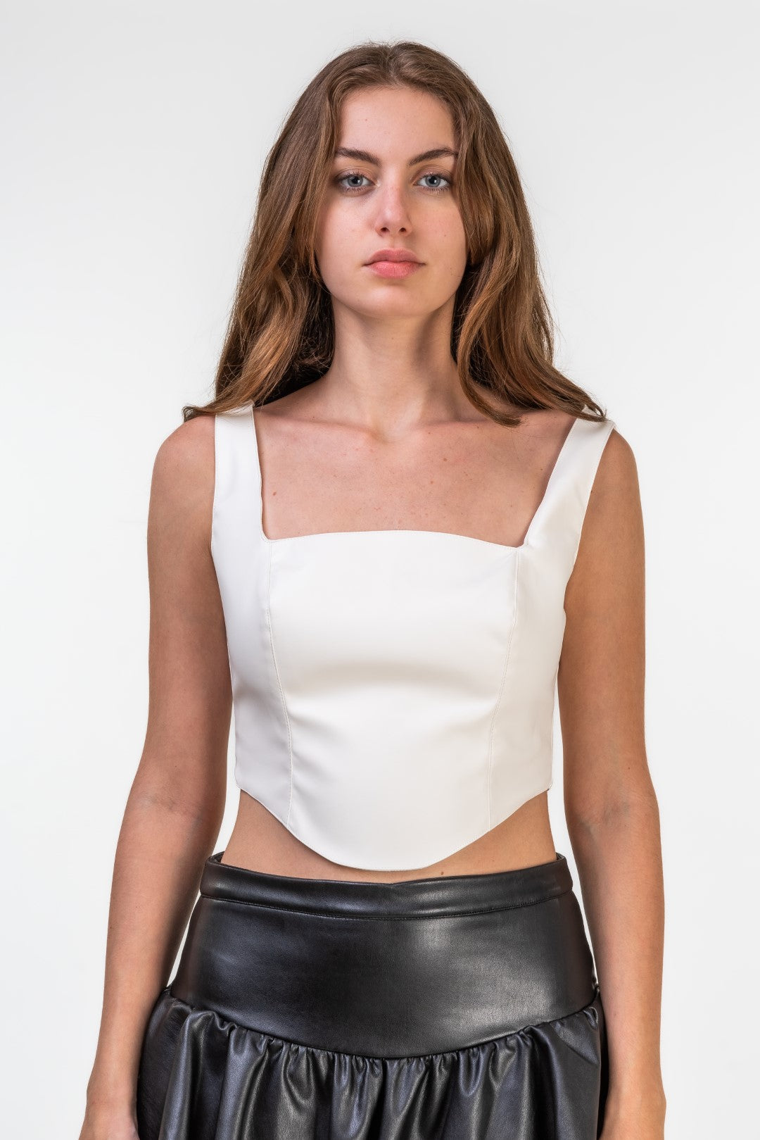 Faux Leather Corsetry-Inspired Top