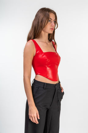Faux Leather Corsetry-Inspired Top