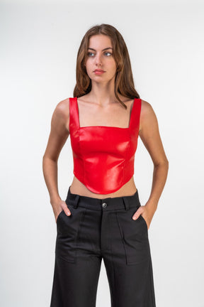 Faux Leather Corsetry-Inspired Top