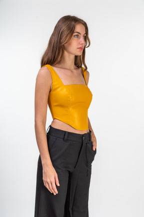 Faux Leather Corsetry-Inspired Top