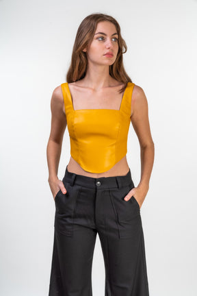 Faux Leather Corsetry-Inspired Top