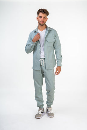 Comfy Textured Overshirt with Front Pockets and Slim Fit String Trousers