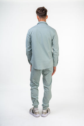 Comfy Textured Overshirt with Front Pockets and Slim Fit String Trousers