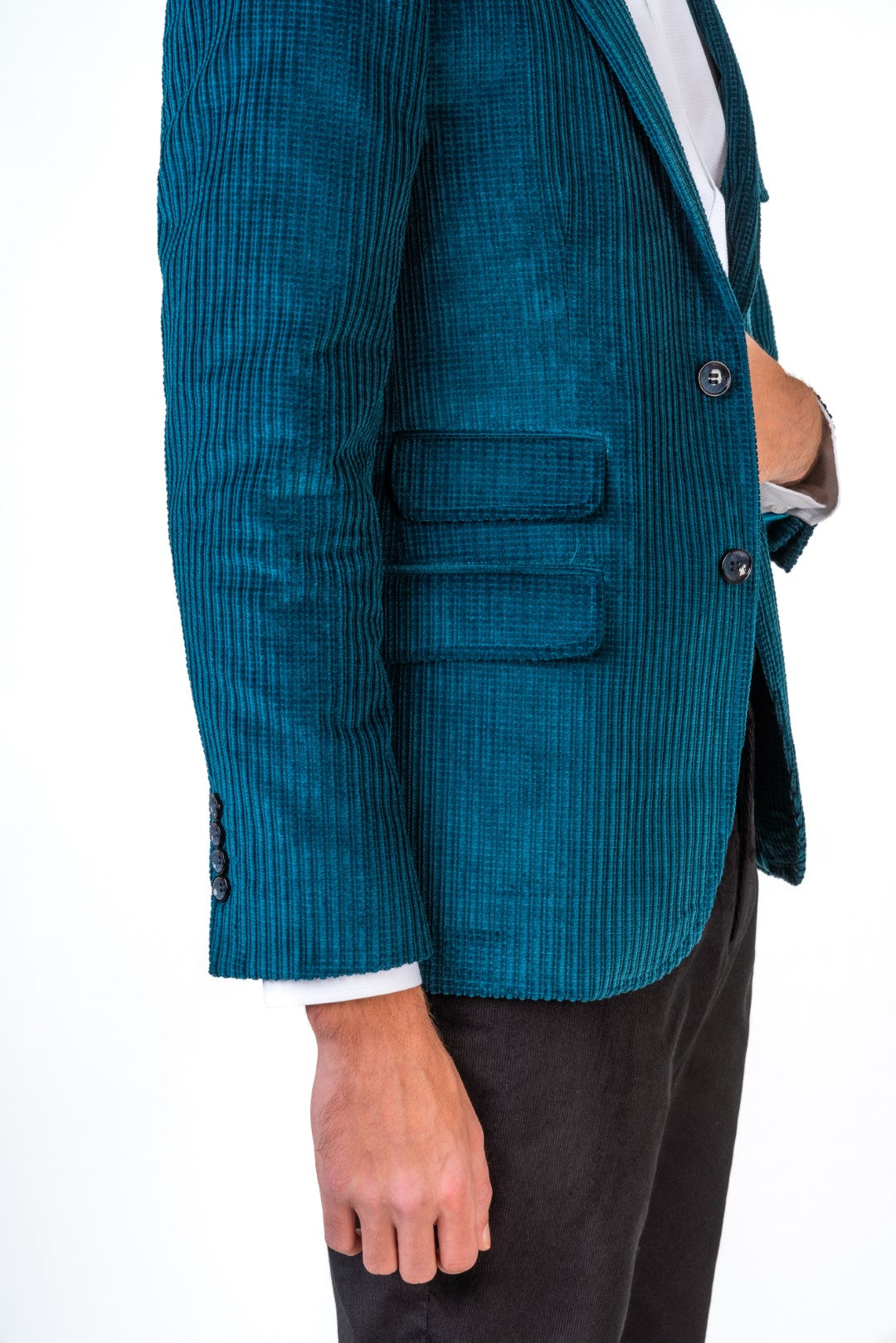 Corduroy Double Sided Pockets Blazer With Floral Lining