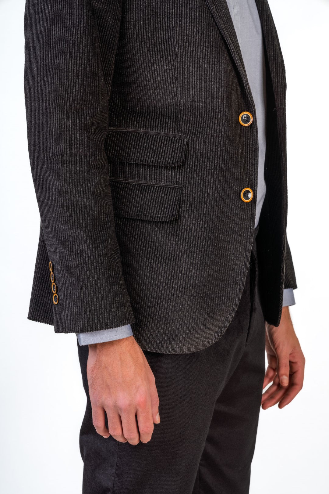 Corduroy Double Sided Pockets Blazer With Floral Lining