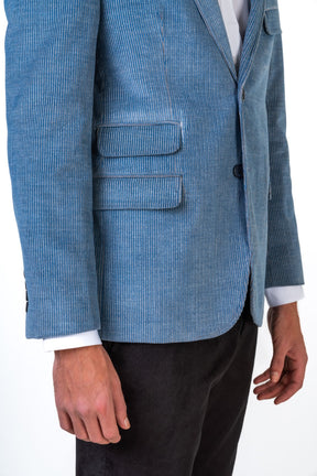 Light Blue Corduroy Blazer with Pockets