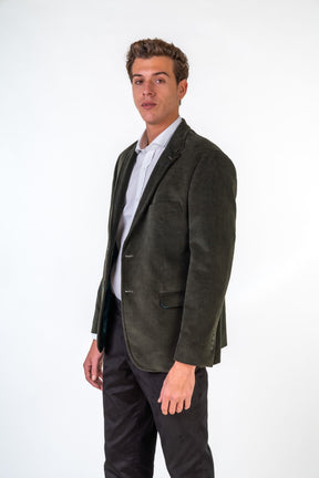 Olive Green Corduroy Blazer With Pockets