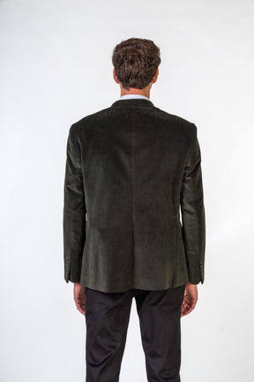 Olive Green Corduroy Blazer With Pockets