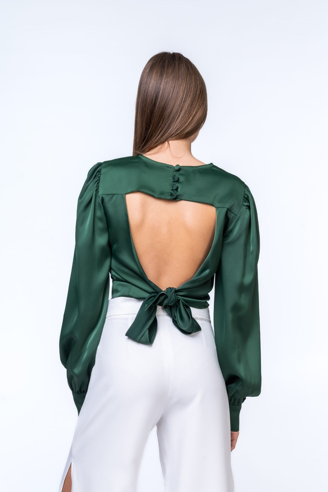 Satin Top with Open Back Details