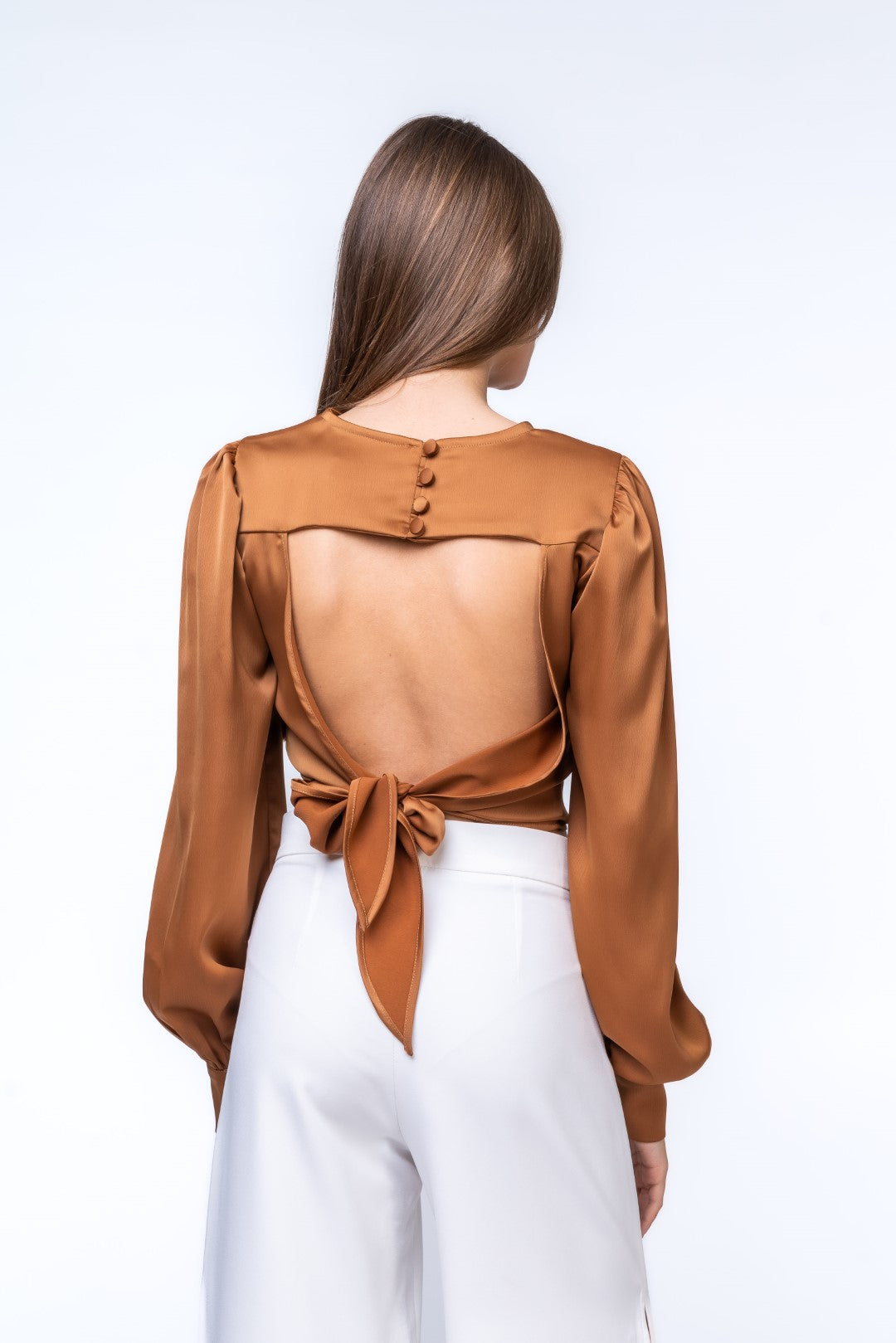 Satin Top with Open Back Details