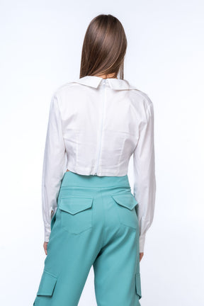 Crop Top with Sleeves and Frontal Tie
