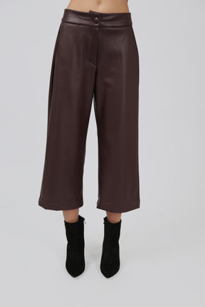 Straight-Leg Faux Leather Trouser