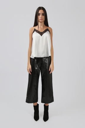 Straight-Leg Faux Leather Trouser