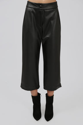 Straight-Leg Faux Leather Trouser