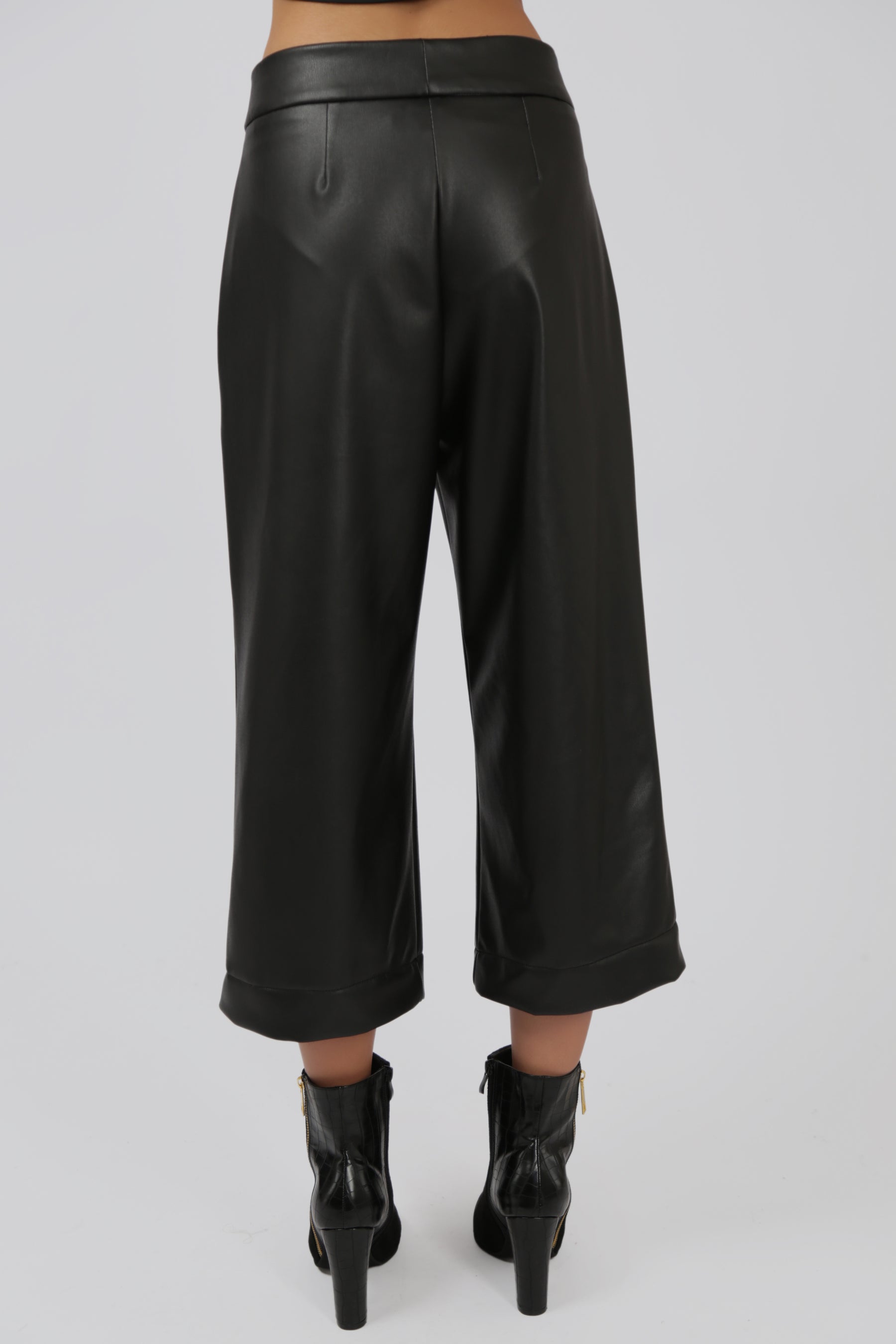 Straight-Leg Faux Leather Trouser